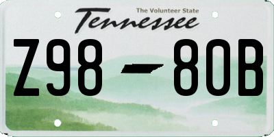 TN license plate Z9880B