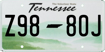 TN license plate Z9880J