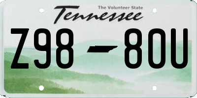 TN license plate Z9880U
