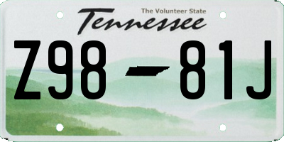 TN license plate Z9881J