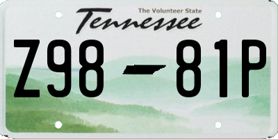 TN license plate Z9881P