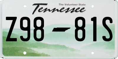 TN license plate Z9881S