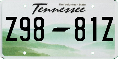 TN license plate Z9881Z