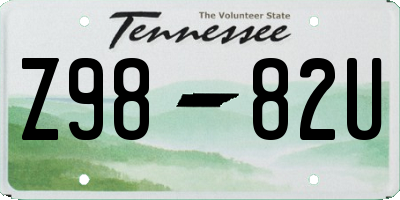 TN license plate Z9882U