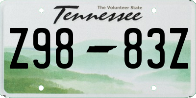 TN license plate Z9883Z