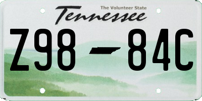 TN license plate Z9884C