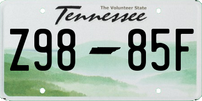 TN license plate Z9885F