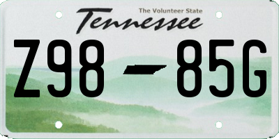 TN license plate Z9885G