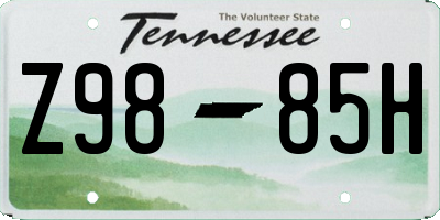 TN license plate Z9885H