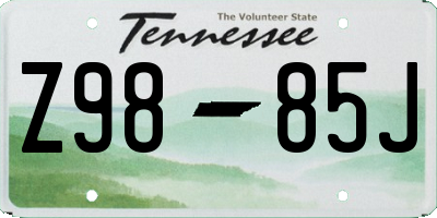 TN license plate Z9885J