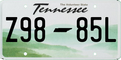 TN license plate Z9885L