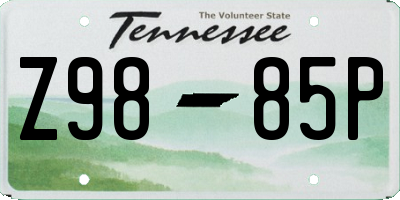 TN license plate Z9885P