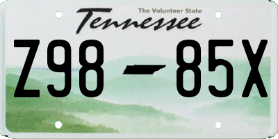 TN license plate Z9885X