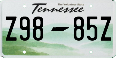 TN license plate Z9885Z