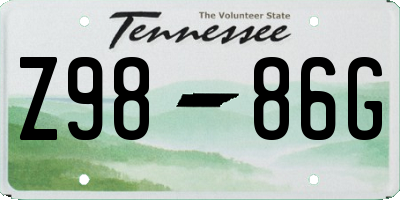 TN license plate Z9886G