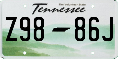 TN license plate Z9886J