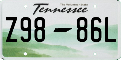 TN license plate Z9886L