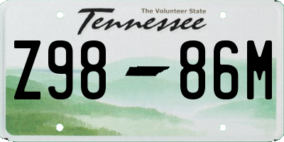 TN license plate Z9886M