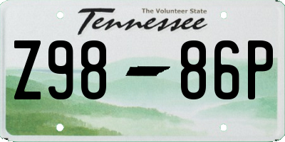 TN license plate Z9886P