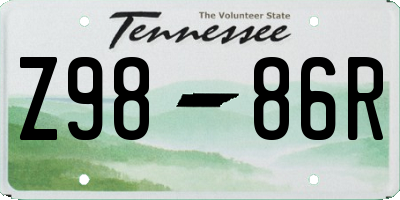 TN license plate Z9886R