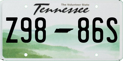 TN license plate Z9886S