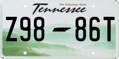 TN license plate Z9886T