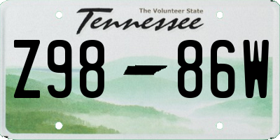 TN license plate Z9886W