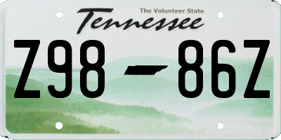 TN license plate Z9886Z