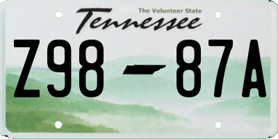 TN license plate Z9887A