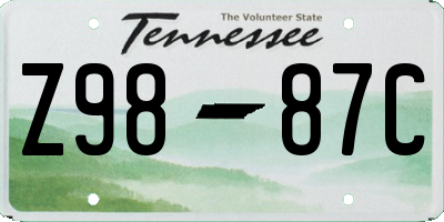 TN license plate Z9887C