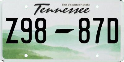 TN license plate Z9887D