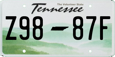 TN license plate Z9887F