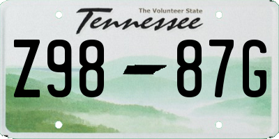 TN license plate Z9887G