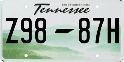 TN license plate Z9887H