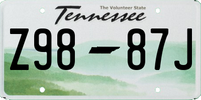 TN license plate Z9887J