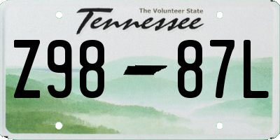 TN license plate Z9887L