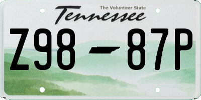 TN license plate Z9887P