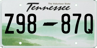 TN license plate Z9887Q