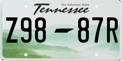 TN license plate Z9887R