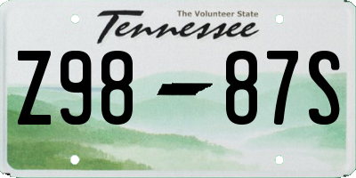 TN license plate Z9887S