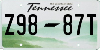 TN license plate Z9887T