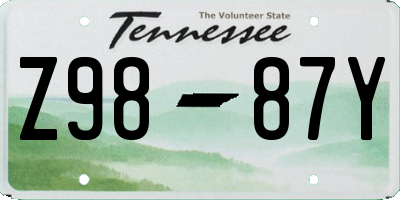 TN license plate Z9887Y