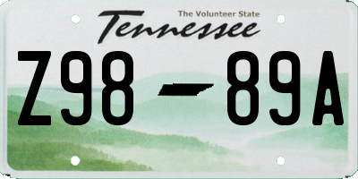 TN license plate Z9889A