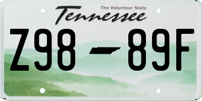 TN license plate Z9889F