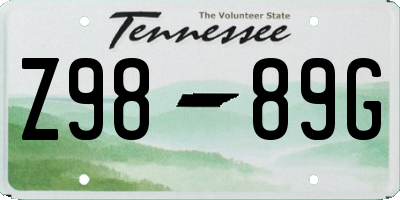 TN license plate Z9889G