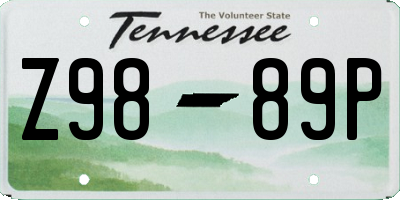 TN license plate Z9889P