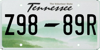 TN license plate Z9889R