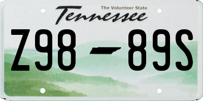 TN license plate Z9889S