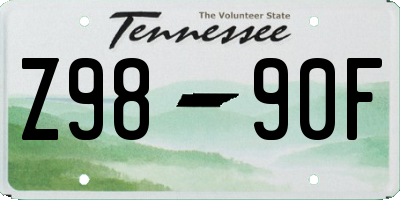 TN license plate Z9890F