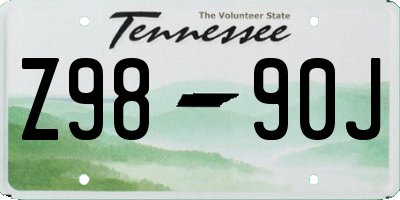 TN license plate Z9890J